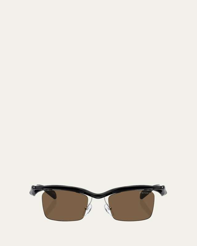 Rectangle Semi-Rimless Plastic Sunglasses